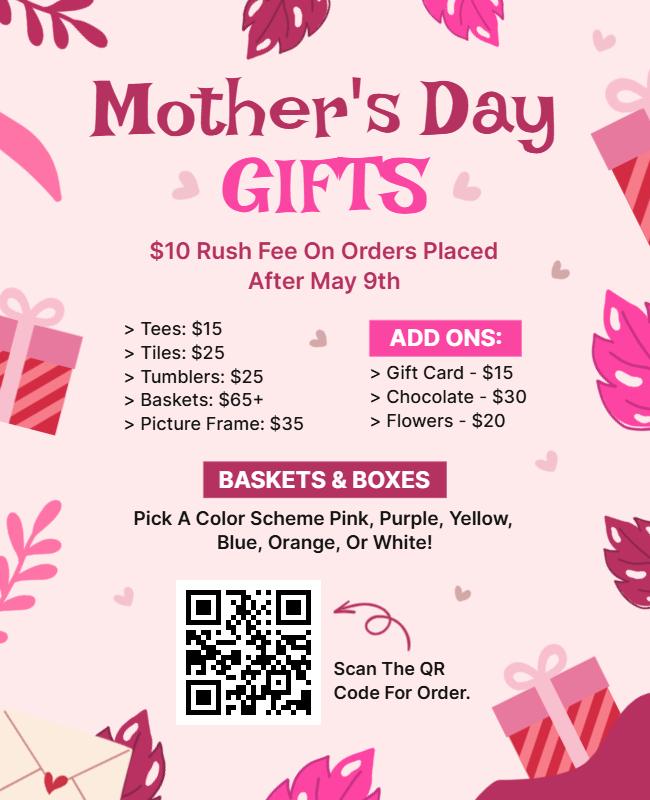 Charming Pink Mother's Day Gift Offer Poster Template