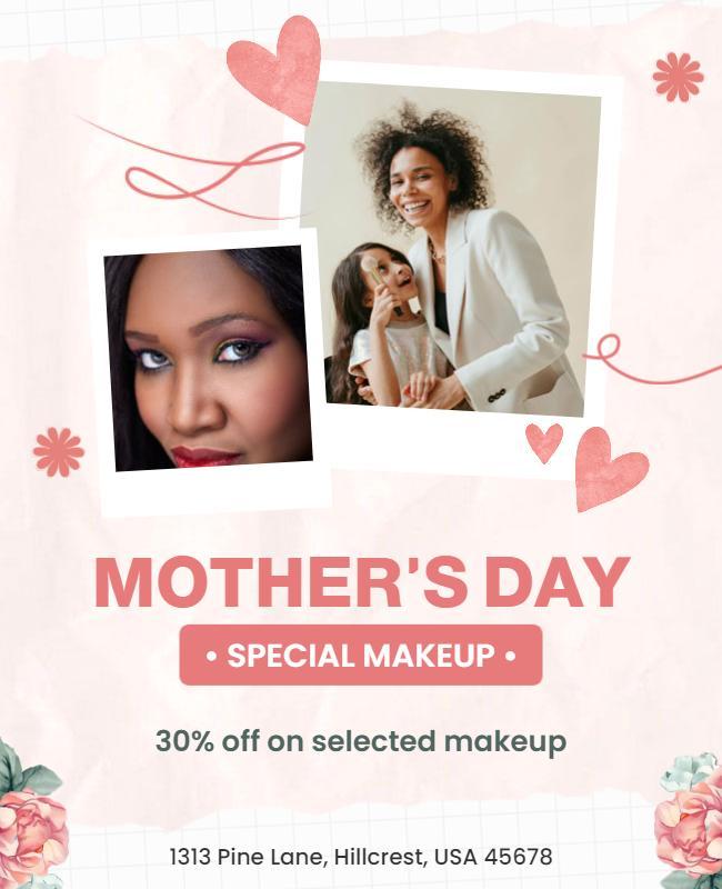 Charming Pink Mother's Day Special Makeup Offer Poster Template