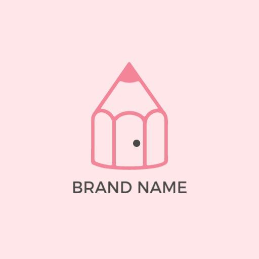 Charming Pink Pencil Illustration for Minimalist Design Logo Template
