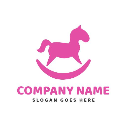 Charming Pink Rocking Horse Design for Minimalist Logo Template