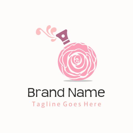 Charming Pink Rose Perfume Bottle Design with Fragrance Logo Template