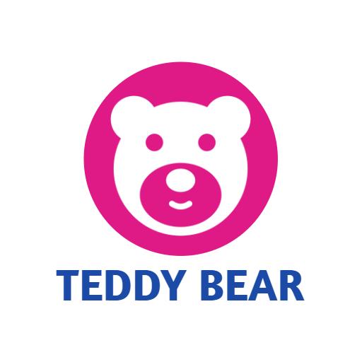 Charming Pink Teddy Bear Design for Kids Toys Logo Template