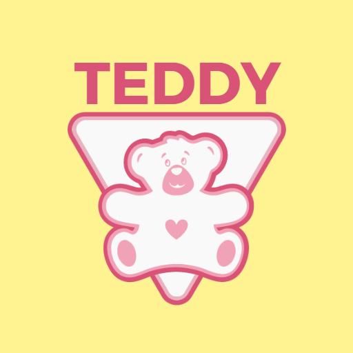Charming Pink Teddy Bear Design Underneath Bold Text Logo Template
