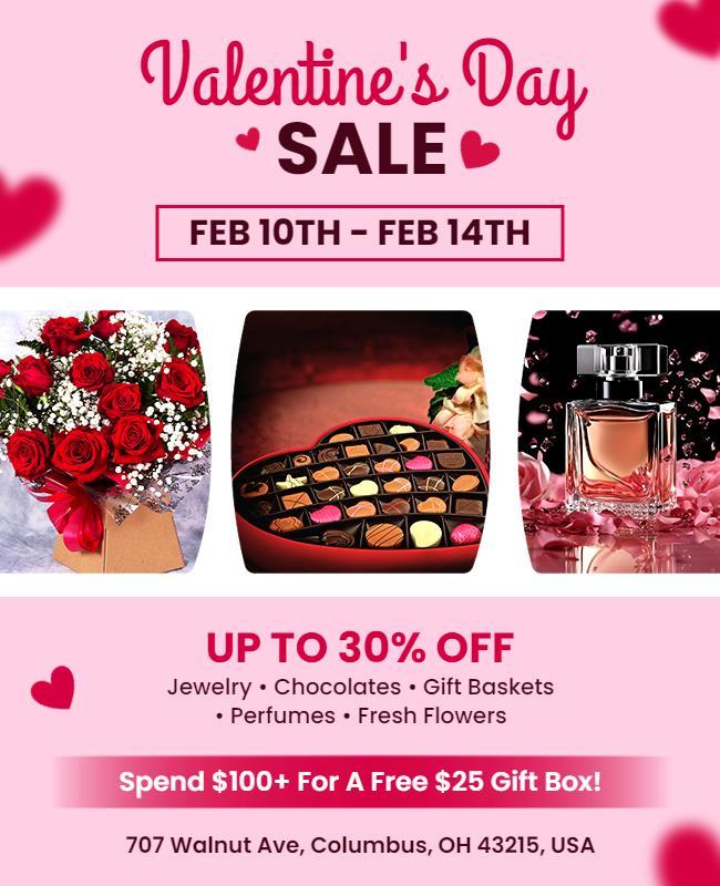 Charming Pink Valentine's Day Sale Event Poster Template