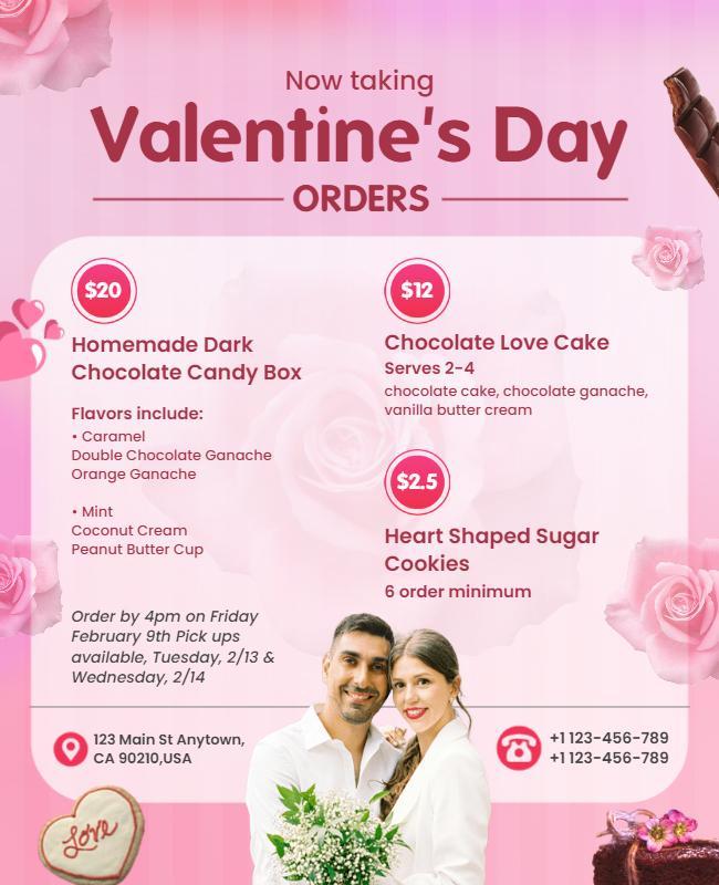 Charming Pink Valentine's Day Treats Order Poster Template
