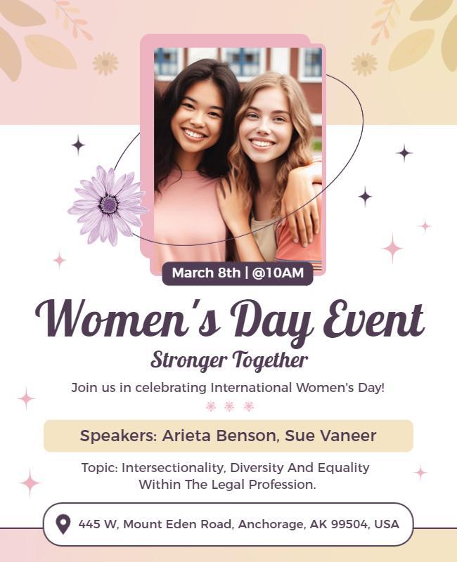 Charming Pink Women's Day Celebration Event Poster Template
