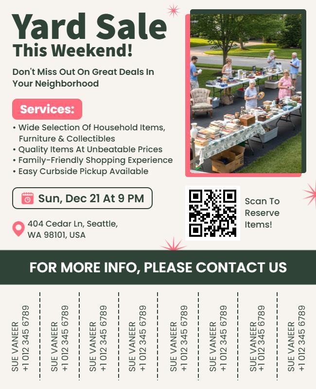 Charming Pink Yard Sale Weekend Community Flyer Template