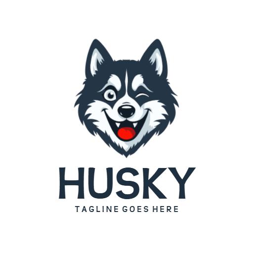 Charming Playful Husky Dog Design with Vibrant Colors Logo Template