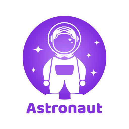Charming Purple Astronaut Design Capturing Space Exploration Logo Template