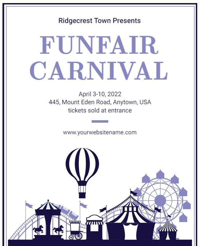 Charming Purple Funfair Carnival Celebration Poster Template