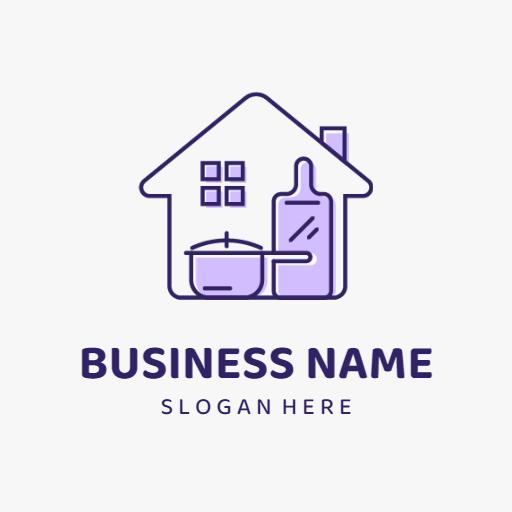 Charming Purple Kitchenware Design for Home Cooking Logo Template