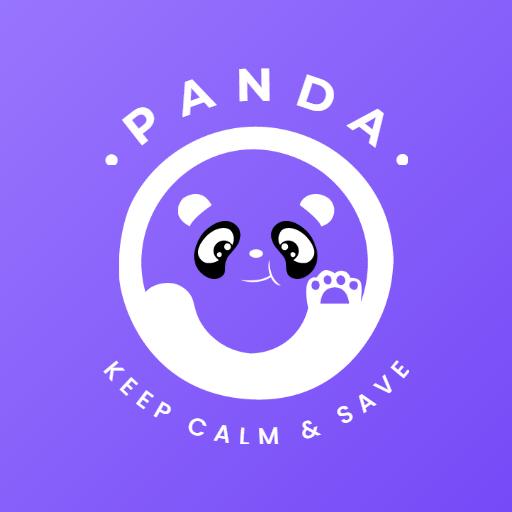 Charming Purple Panda Design Representing Peace and Savings Logo Template
