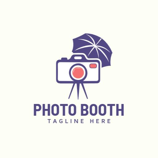 Charming Purple Photo Booth Camera Under Umbrella Logo Template