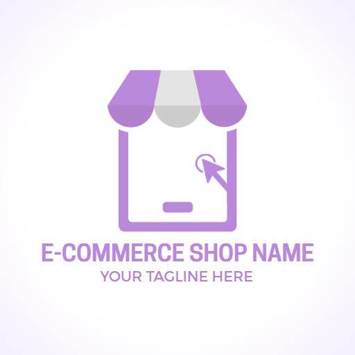 Charming Purple Shop Icon Representing E-commerce Logo Template