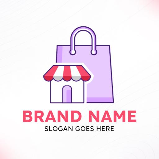 Charming Purple Shopping Bag Representing Local Mart Logo Template