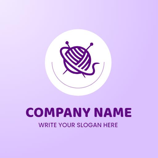 Charming Purple Yarn Design Celebrating Crochet Crafts Logo Template
