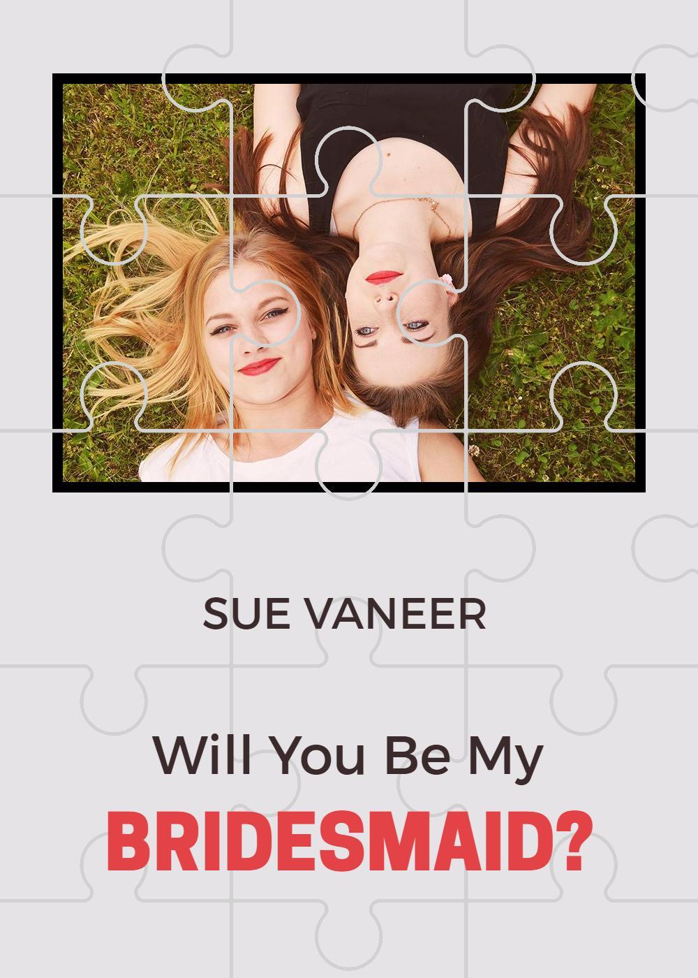 Charming Puzzle Design Bridesmaid Proposal Invitation Template