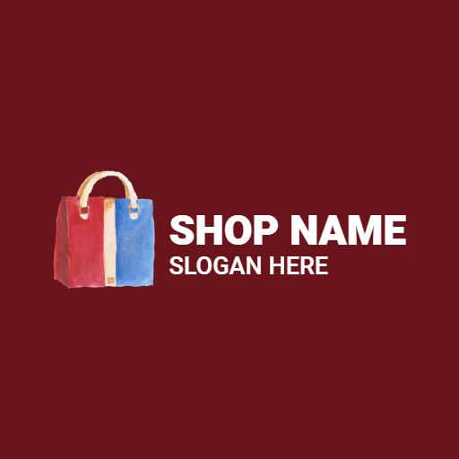 Charming Red and Blue Watercolor Tote Bag Design Logo Template