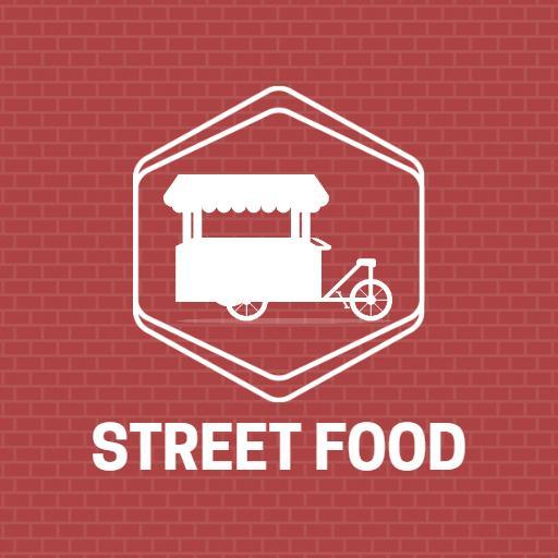 Charming Red and White Street Food Cart Logo Template