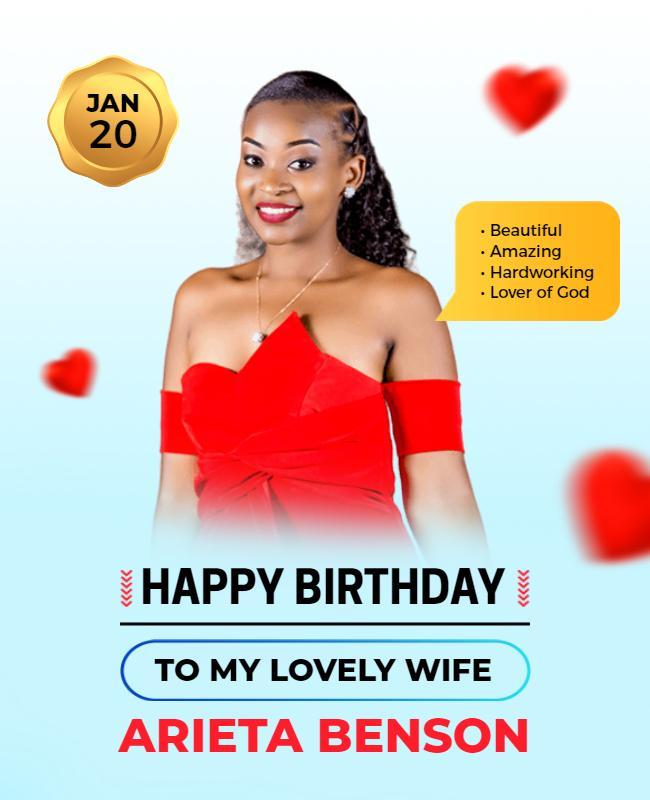 Charming Red Birthday Celebration Poster Template