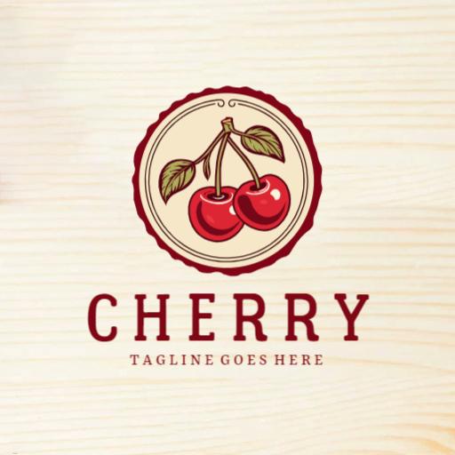 Charming Red Cherry Illustration for Fresh Fruit Logo Template