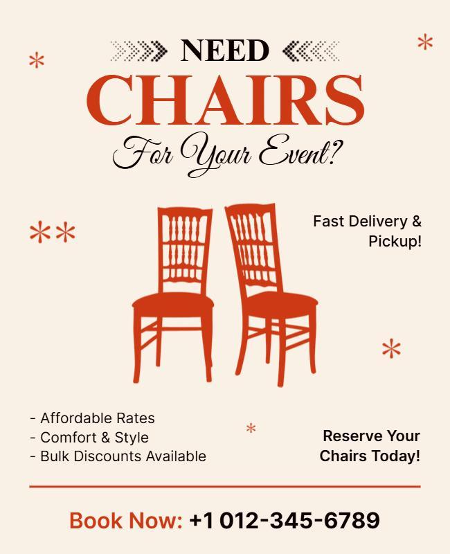 Charming Red Event Chair Rental Service Poster Template