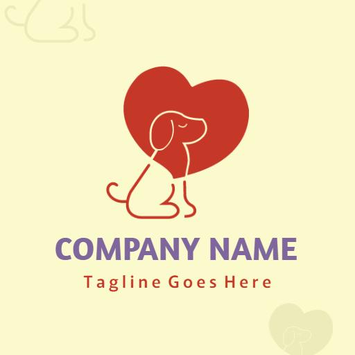 Charming Red Heart Symbolizing Love for Dogs Logo Template