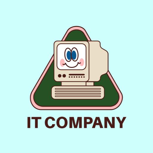 Charming Retro Computer Design for Modern IT Company Logo Template