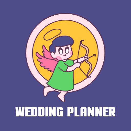 Charming Retro Cupid with Bow and Arrow Wedding Planner Logo Template