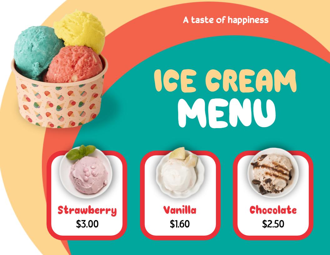 Charming Retro Scoop Shop Ice Cream Menu Template