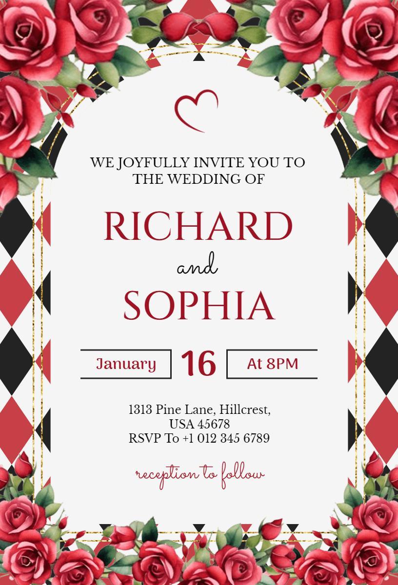 Charming Rose Floral Wedding Celebration Invitation Template