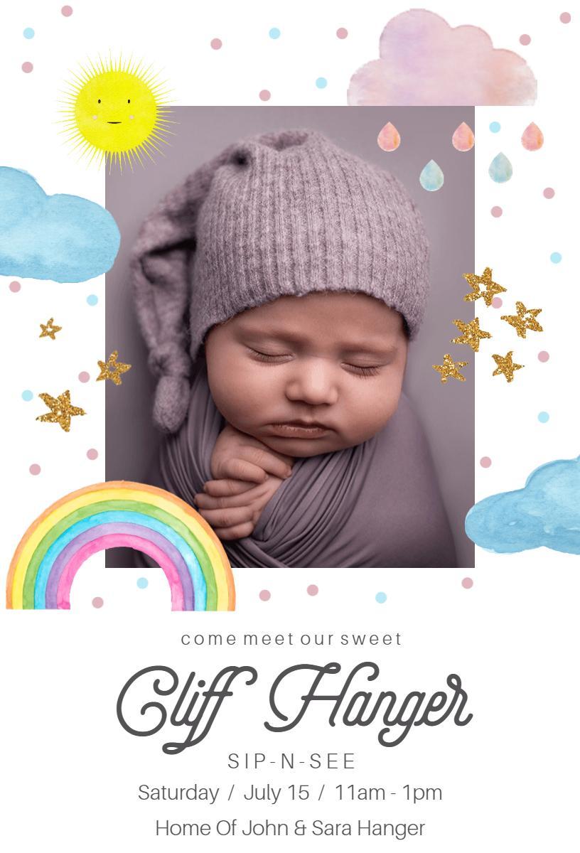 Charming Rustic Baby Announcement Sip & See Invitation Template