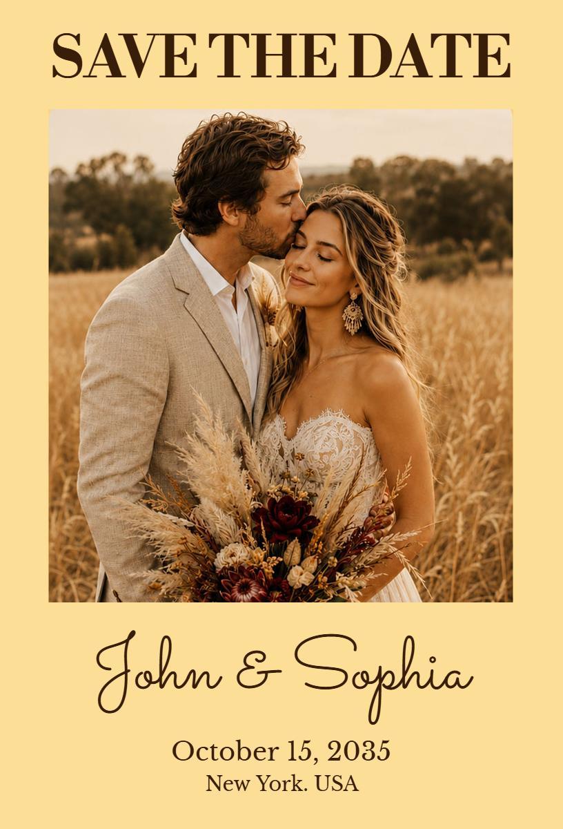 Charming Rustic Bohemian Wedding Save The Date Invitation Template