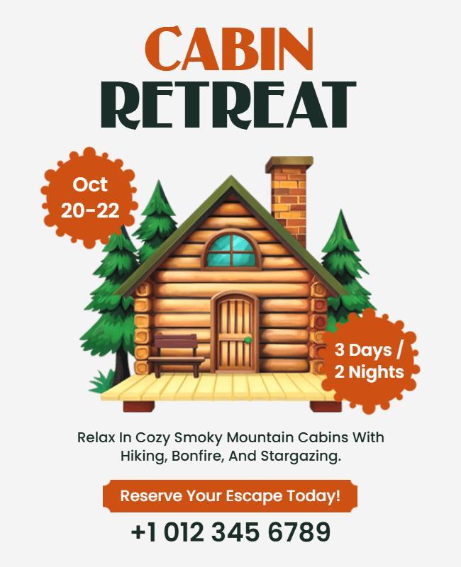 Charming Rustic Cabin Retreat in Scenic Mountains Poster Template