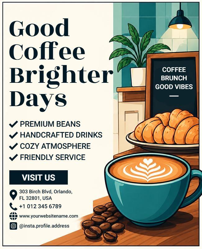 Charming Rustic Coffee Shop Brunch Experience Flyer Template