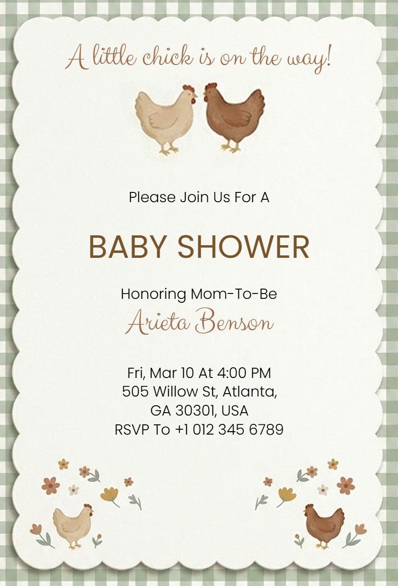Charming Rustic Farmhouse Baby Shower Celebration Invitation Template