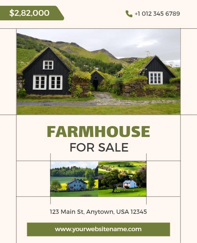 Charming Rustic Farmhouse Real Estate Listing Poster Template
