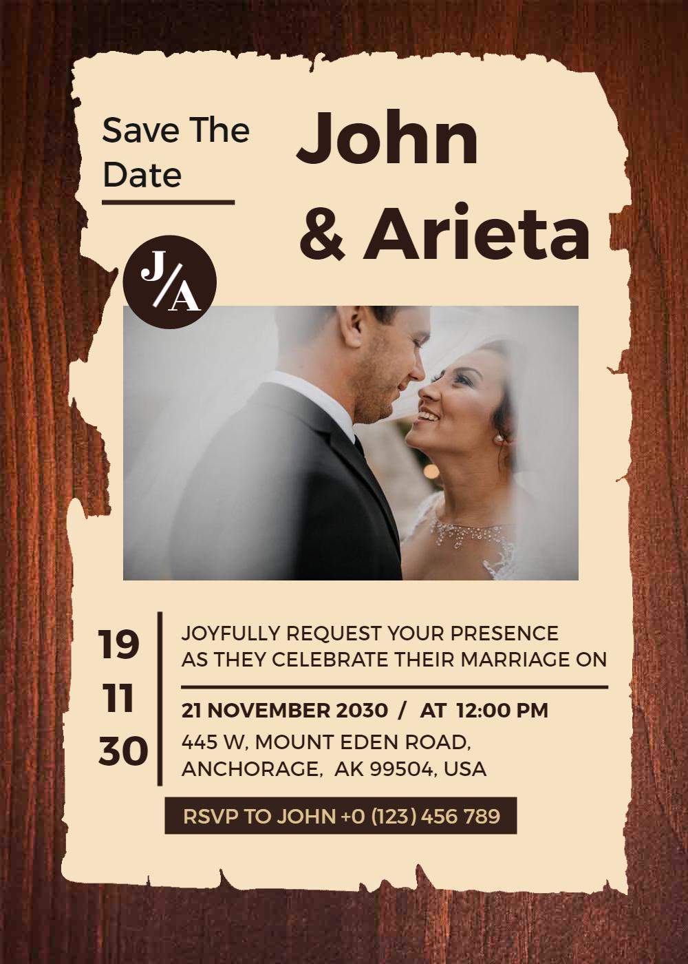Charming Rustic Vintage Wedding Celebration Invitation Template