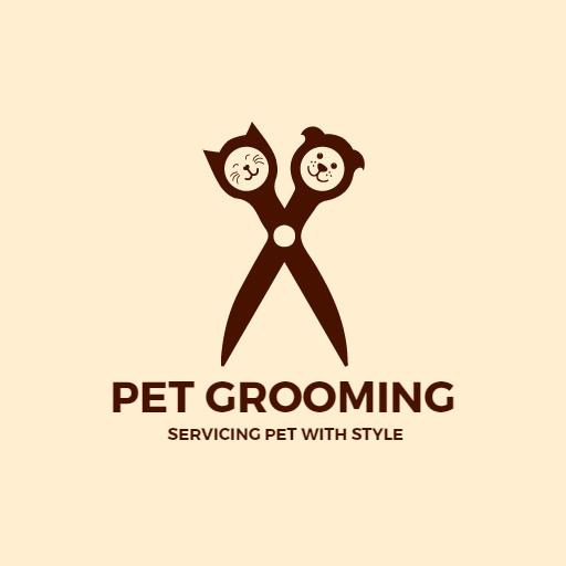 Charming Scissors Design Highlighting Pet Grooming Style Logo Template