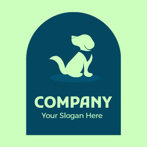 Charming Silhouette of a Dog Against a Soft Green Background Logo Template