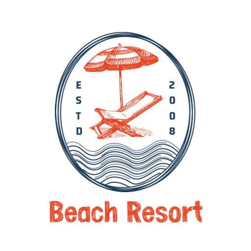 Charming Sketch of a Beach Resort with Relaxing Vibes Logo Template
