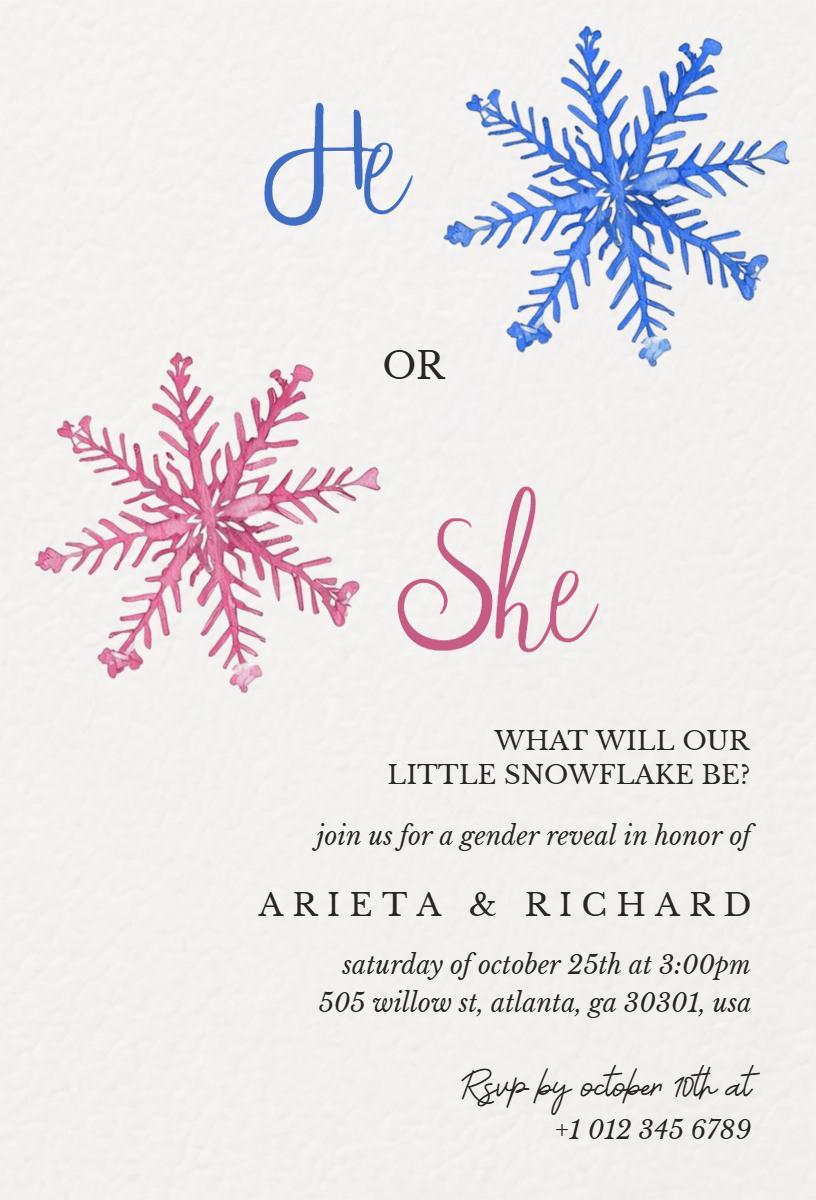 Charming Snowflake Themed Gender Reveal Celebration Invitation Template