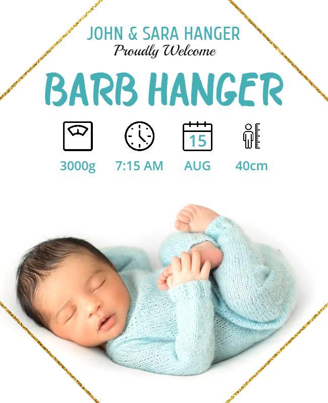 Charming Soft Blue Baby Announcement Poster Template