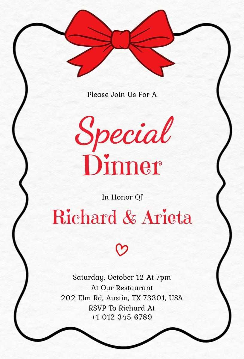 Charming Special Dinner Celebration Party Invitation Template