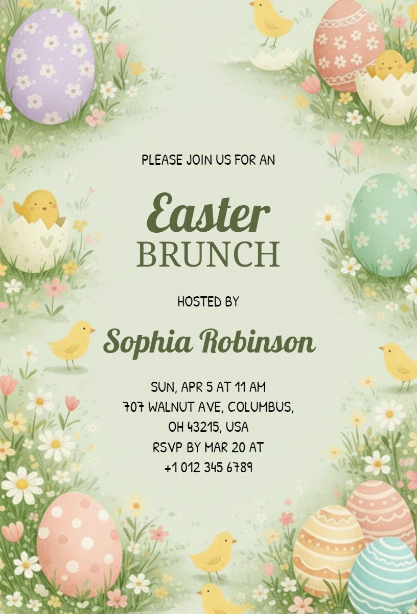 Charming Spring Easter Brunch Celebration Invitation Template