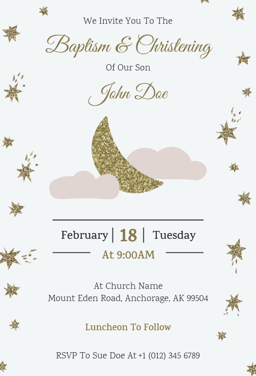 Charming Starry Night Baptism Ceremony Invitation Template