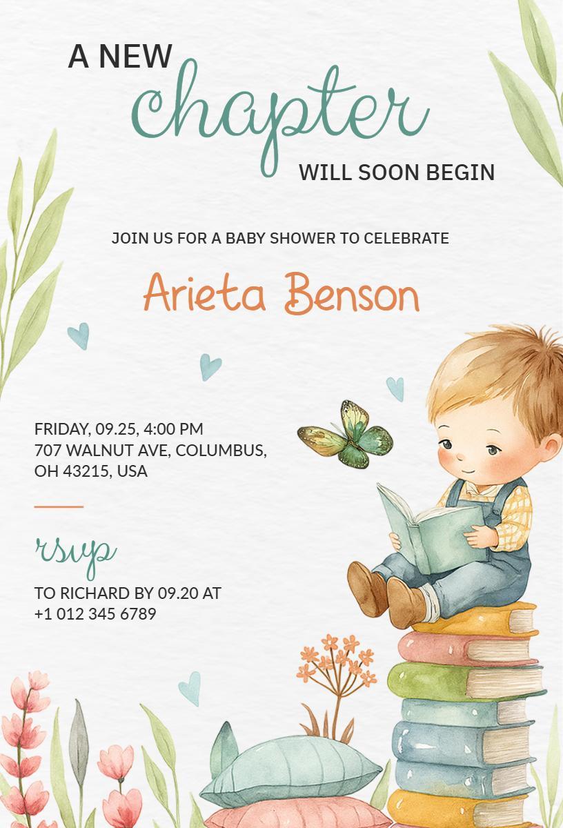 Charming Storybook Theme Baby Shower Invitation Template