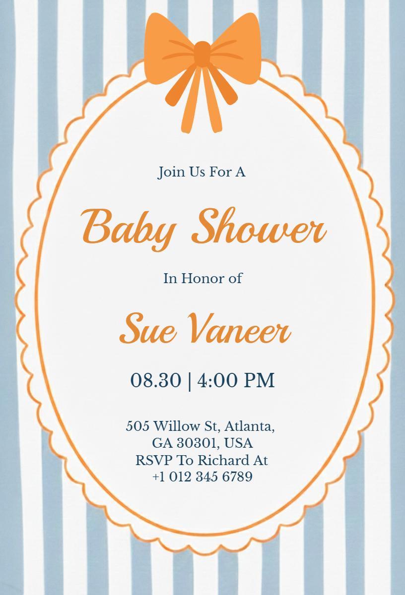 Charming Striped Elegant Baby Shower Invitation Template