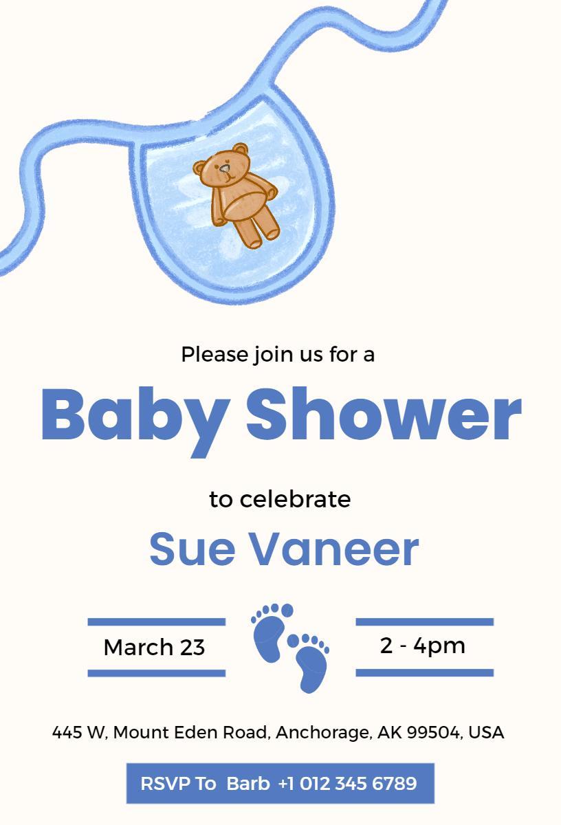 Charming Teddy Bear Themed Baby Shower Invitation Template