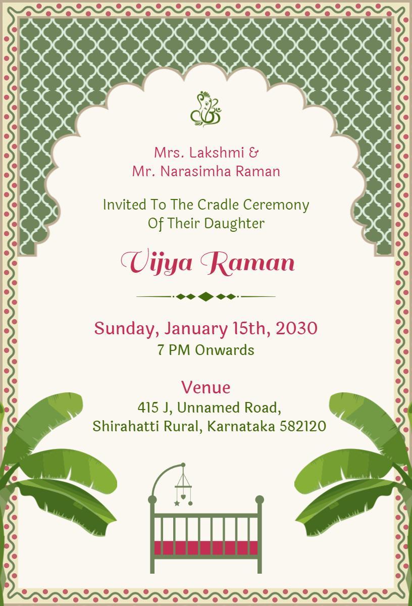 Charming Traditional Naming Ceremony Celebration Invitation Template
